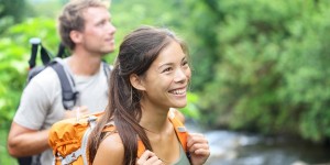 Good Looking couple hiking outdoors