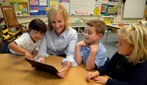 seton-principal-mrs-alestock-k-students