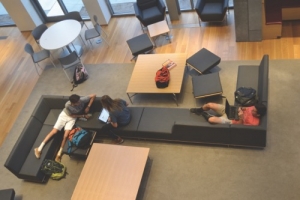 At Stirn Hall at Hawken School, there are many common areas for students to collaborate with peers and faculty. 